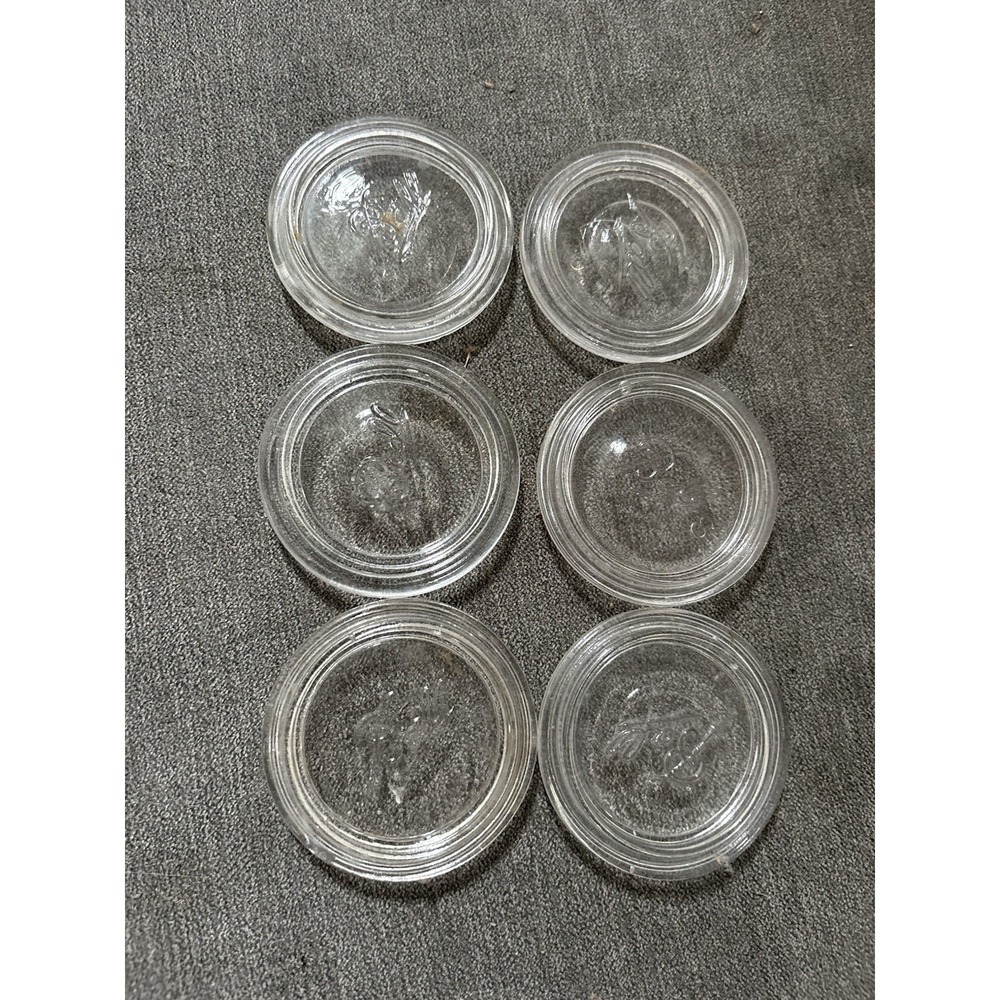 6‎ Vintage Ball Glass Inserts For Regular Mouth Canning Jars 2 1/2" Set7